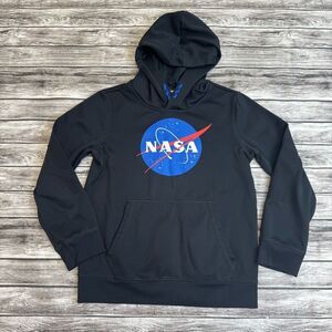 Lands End Youth Kids Boys NASA Hoodie Black Blue White Red L LG Large 10-12 Cozy